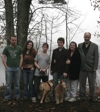 Our family in our winter rental on Little Sebago Lake in Windham
